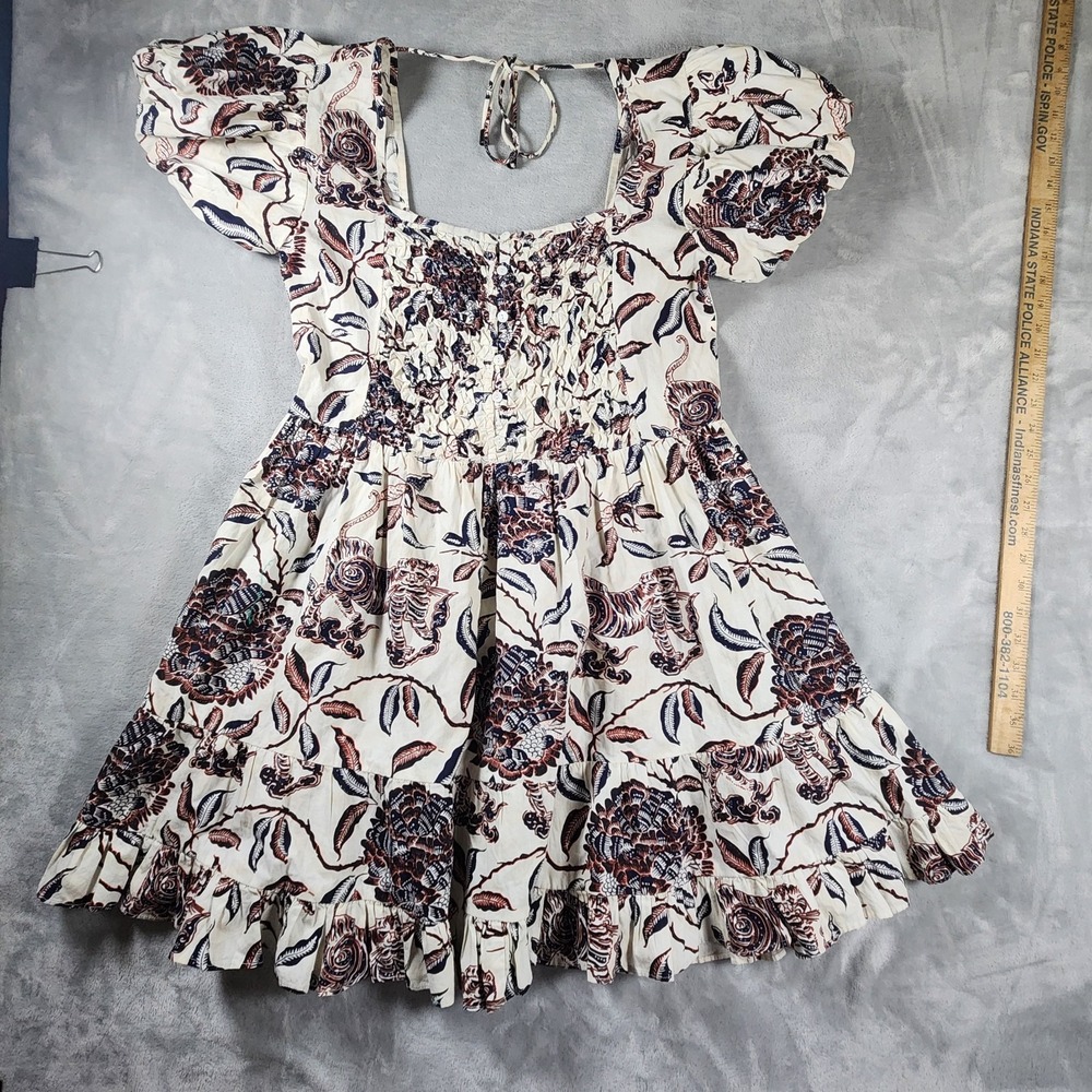 House of Harlow 1960 Floral Mini Dress S Boho Puff Sleeve Milkmaid Cottagecore